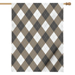 Brown And White Argyle Pattern Print House Flag
