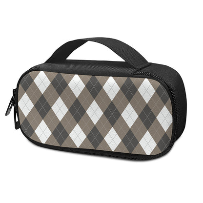Brown And White Argyle Pattern Print Insulin Cooler Travel Case