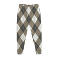 Brown And White Argyle Pattern Print Jogger Pants
