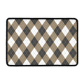Brown And White Argyle Pattern Print Kitchen Mat