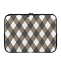 Brown And White Argyle Pattern Print Laptop Sleeve