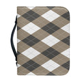 Brown And White Argyle Pattern Print Leather Bible Cover