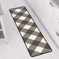 Brown And White Argyle Pattern Print Long Kitchen Mat