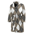 Brown And White Argyle Pattern Print Men's Bathrobe