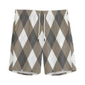 Brown And White Argyle Pattern Print Men's Athletic Shorts