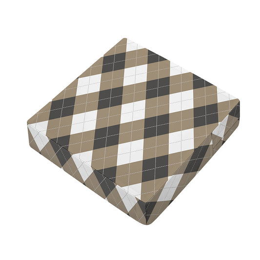 Brown And White Argyle Pattern Print Outdoor Seat Cushion Cover