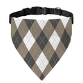 Brown And White Argyle Pattern Print Over The Collar Dog Bandana