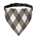 Brown And White Argyle Pattern Print Over The Collar Dog Bandana