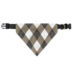 Brown And White Argyle Pattern Print Over The Collar Dog Bandana