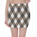 Brown And White Argyle Pattern Print Pencil Mini Skirt