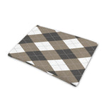 Brown And White Argyle Pattern Print Pet Cooling Mat Cover