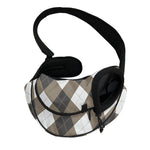 Brown And White Argyle Pattern Print Pet Sling Carrier
