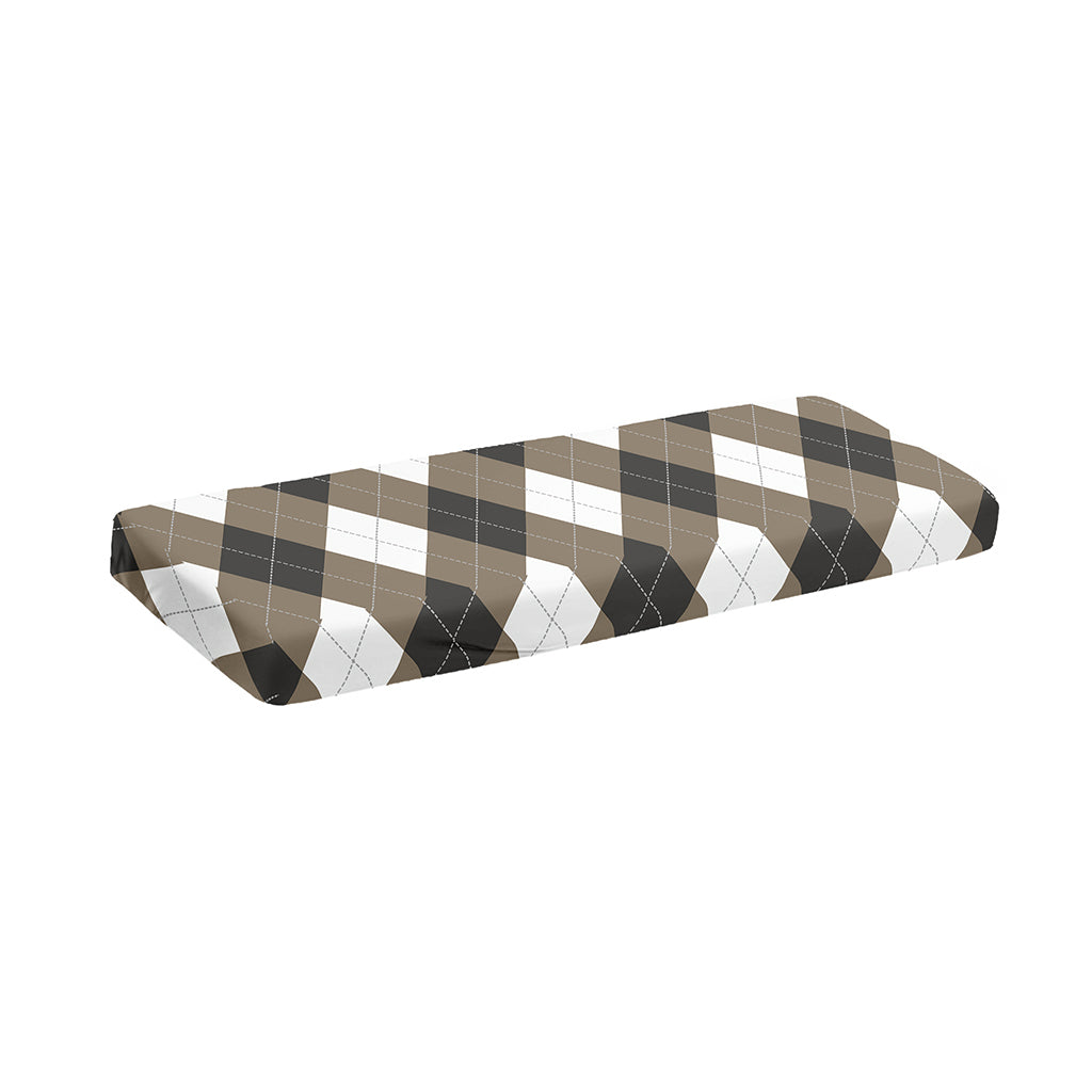 Brown And White Argyle Pattern Print Piano Keyboard Cover