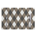 Brown And White Argyle Pattern Print Placemat