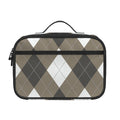 Brown And White Argyle Pattern Print Portable Lunch Bag