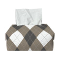Brown And White Argyle Pattern Print Rectangle Tissue Box Cover