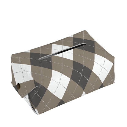 Brown And White Argyle Pattern Print Rectangle Tissue Box Cover