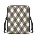 Brown And White Argyle Pattern Print Rectangular Crossbody Bag