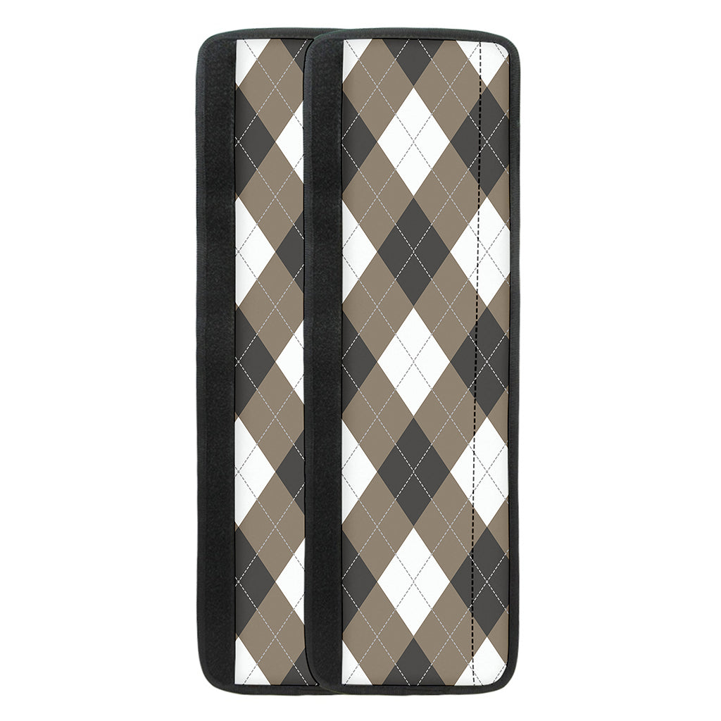 Brown And White Argyle Pattern Print Refrigerator Handle Covers
