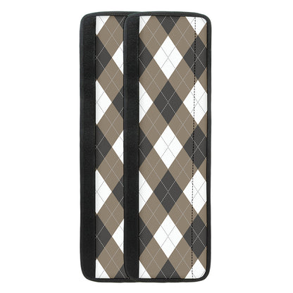 Brown And White Argyle Pattern Print Refrigerator Handle Covers