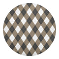 Brown And White Argyle Pattern Print Round Blanket