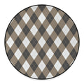 Brown And White Argyle Pattern Print Round Floor Mat