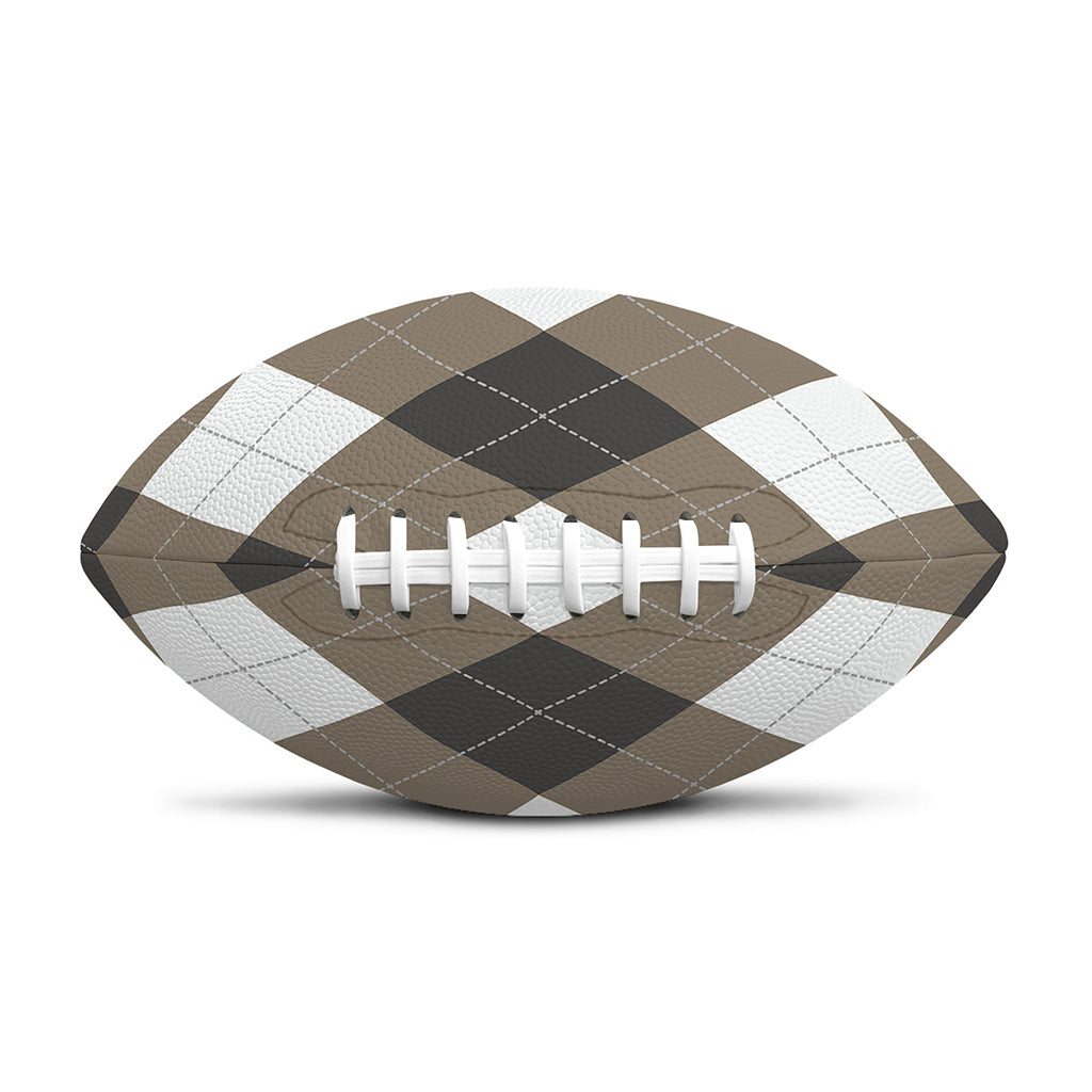 Brown And White Argyle Pattern Print Rugby Ball