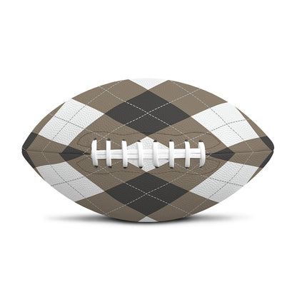 Brown And White Argyle Pattern Print Rugby Ball
