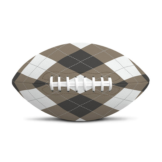 Brown And White Argyle Pattern Print Rugby Ball