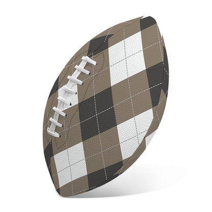 Brown And White Argyle Pattern Print Rugby Ball