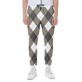 Brown And White Argyle Pattern Print Joggers