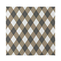 Brown And White Argyle Pattern Print Silk Bandana