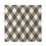 Brown And White Argyle Pattern Print Silk Bandana