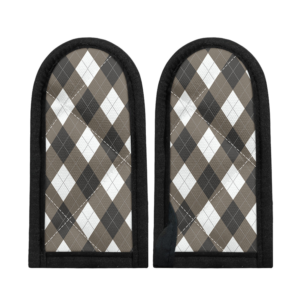 Brown And White Argyle Pattern Print Skillet Handle Cover