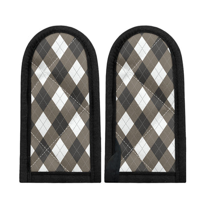 Brown And White Argyle Pattern Print Skillet Handle Cover