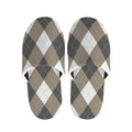Brown And White Argyle Pattern Print Slippers