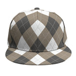 Brown And White Argyle Pattern Print Snapback Cap