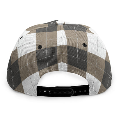 Brown And White Argyle Pattern Print Snapback Cap
