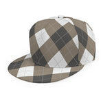 Brown And White Argyle Pattern Print Snapback Cap