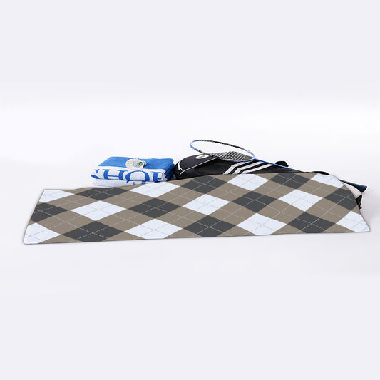 Brown And White Argyle Pattern Print Sports Towel