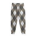 Brown And White Argyle Pattern Print Sweatpants
