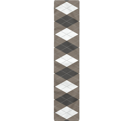 Brown And White Argyle Pattern Print Table Runner