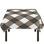 Brown And White Argyle Pattern Print Tablecloth