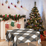 Brown And White Argyle Pattern Print Tablecloth