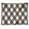 Brown And White Argyle Pattern Print Tapestry