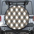 Brown And White Argyle Pattern Print Tire Cover