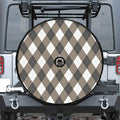 Brown And White Argyle Pattern Print Tire Cover With Camera Hole
