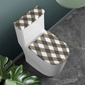 Brown And White Argyle Pattern Print Toilet Lid And Tank Cover Set
