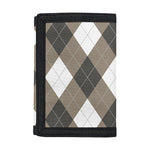 Brown And White Argyle Pattern Print Trifold Wallet