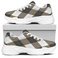 Brown And White Argyle Pattern Print White Chunky Shoes